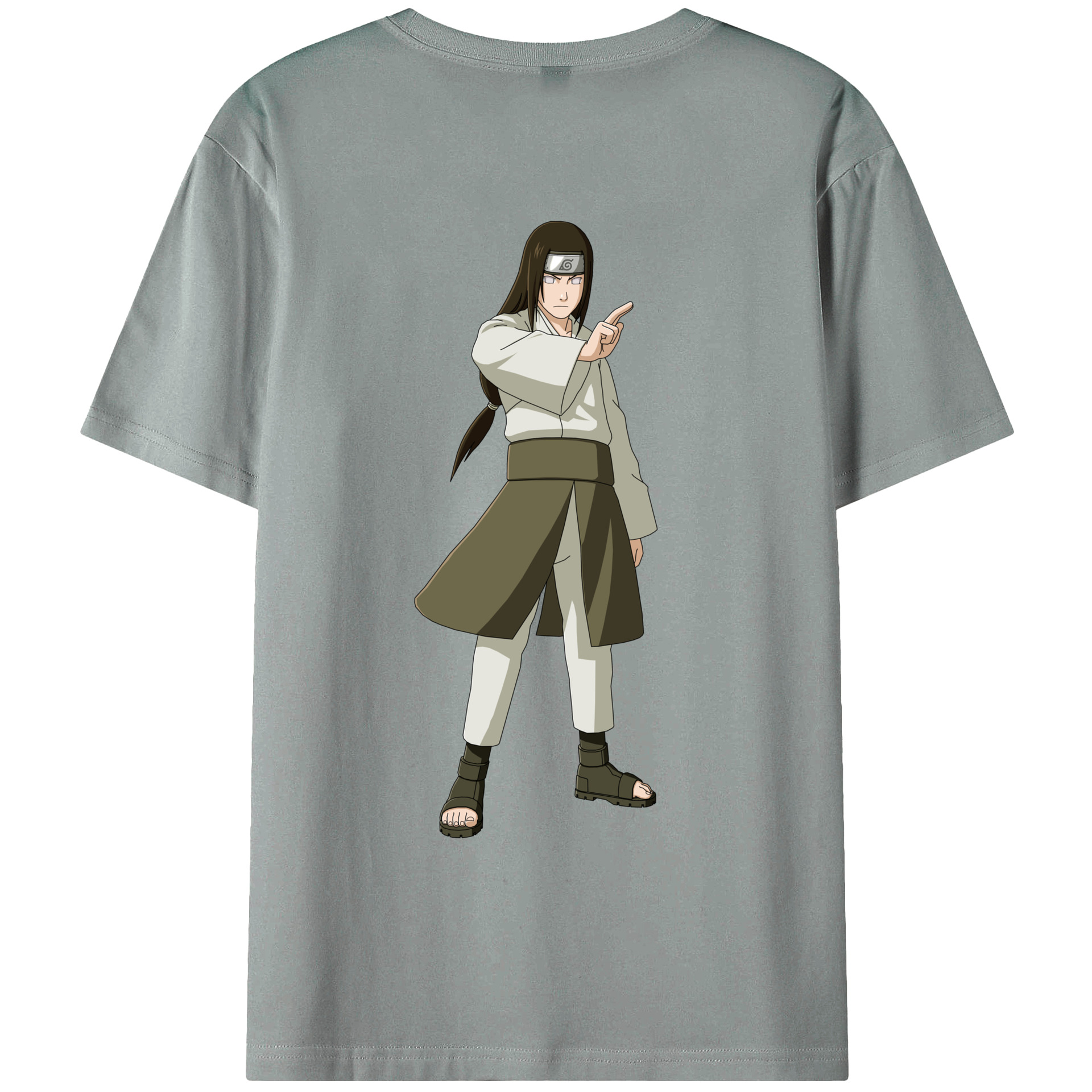 （画像用） NARUTO -ナルト- 日向ネジ Hyūga Neji 綿100％ メンズ半袖Tシャツ（バックプリント） 通気性